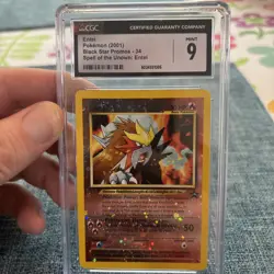 CGC 9 MINT Entei 2001 Black Star Movie Promo 34 Reverse Holo Pokemon Card - Image 1