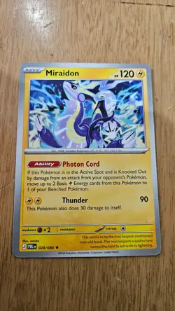 Miraidon 28/84 Non-Holo Prerelease exclusive Pokemon card - Image 3