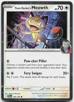 Team Rocket's Meowth (Cosmos Holo) 149/182 Holo Miscellaneous Cards NM - Image 1