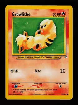 Growlithe 68/105 Unlimited Common Neo Destiny Pokemon Cards - Image 1
