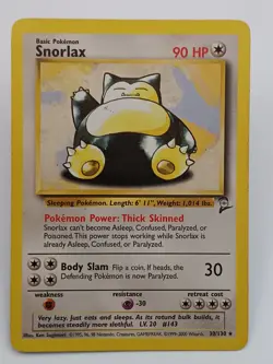 Snorlax 30/130 Base Set 2 Regular Rare Pokemon Card 2000 Vintage WOTC MP - Image 1