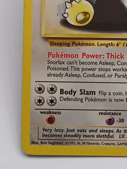 Snorlax 30/130 Base Set 2 Regular Rare Pokemon Card 2000 Vintage WOTC MP - Image 5