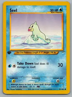 Seel 81/105 Common Neo Destiny Pokemon 1st Edition Moderately Played - Image 1