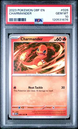 2023 Pokemon OBF EN Charmander 026/197 GEM MT PSA 10 - Image 1