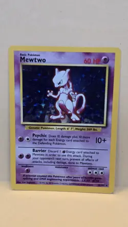 Pokemon TCG Mewtwo 10/102 1999 Base Set Holo Unlimited Rare Card - Image 1