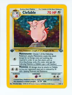 1999 Clefable Pokemon Jungle Set #1 English 1st Edition Holo Pokemon TCG Card - Image 1