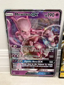 Lot Of 5 Jumbo Holo Pokemon Cards, EX, GX, And Mega Mewtwo Pikachu - Image 3