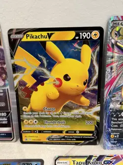 Lot Of 5 Jumbo Holo Pokemon Cards, EX, GX, And Mega Mewtwo Pikachu - Image 4