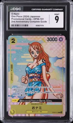 2024 ONE PIECE PROMO CARDS 2ND ANV COMPLETE GUIDE #OP06-101 O-NAMI CGC 9 - Image 1