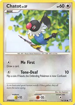 Pokemon Card - Chatot - (74/130 - Diamond & Pearl) - Image 1