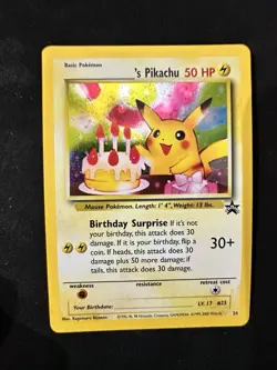 Pokemon TCG - Birthday Pikachu Holo 2000 WOTC Black Star Promo 24 - - Image 1