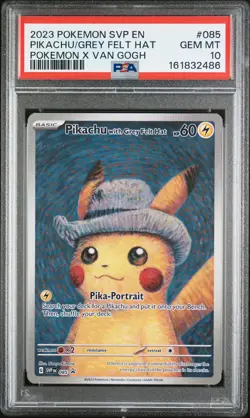 2023 POKEMON SVP EN-SV BLACK STAR PROMO #085 PIKACHU WITH GREY FELT HAT PSA 10 - Image 1