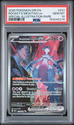 2025 POKEMON DRI EN-DESTINED RIVALS #231 TEAM ROCKET'S MEWTWO EX PSA 10 - Image 1