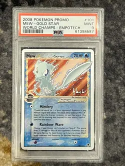 2008 POKEMON WORLD CHAMPIONSHIPS PROMO EMPOTECH #101 MEW-GOLD STAR PSA 9 - Image 1