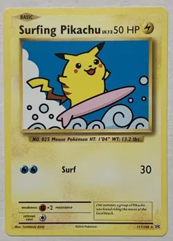 Pokemon XY Evolutions Surfing Pikachu 111/108 Secret Rare LP - Image 1