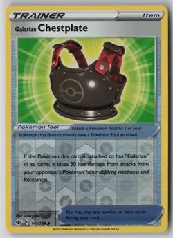Galarian Chestplate 141/198 Pokemon TCG Card Chilling Reign Reverse Holo (NM) 1 - Image 1