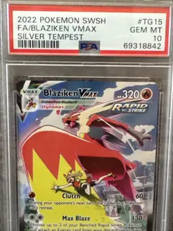 POKEMON 2022 Silver Tempest Full Art BLAZIKEN Vmax #TG15 PSA 10 Gem Mint - Image 3