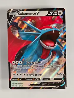 Salamence V 143/189 - Holo , V RARE - Darkness Ablaze - NM - illus. Hayashiro - Image 1