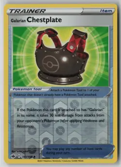 Galarian Chestplate 141/198 Pokemon TCG Card Chilling Reign Reverse Holo (NM) 2 - Image 1