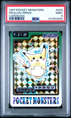 1997 POCKET MONSTERS CARDDASS #025 PIKACHU-PRISM PSA 9 - Image 1