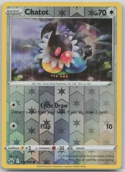 Chatot 112/159 Crown Zenith Reverse Holo Common Pokemon HP - Image 1