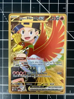 Pokemon TCG Destined Rivals Ethan's Ho-Oh EX Card 239/182 Gold Hyper Rare - Image 1