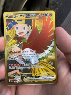 Pokemon TCG Destined Rivals Ethan's Ho-Oh EX Card 239/182 Gold Hyper Rare - Image 1