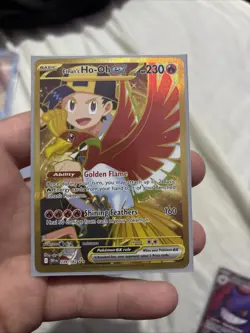 Pokemon TCG Destined Rivals Ethan's Ho-Oh EX Card 239/182 Gold Hyper Rare - Image 1