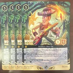 Disney Lorcana Woody, Jungle Guide 53/P3 Floodborn EN Hero Toy Shift Lot (4) - Image 1