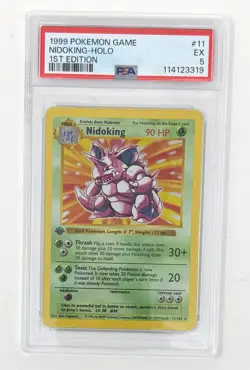 1999 Pokemon Base Set Nidoking Holo 1st Ed 11/102 PSA 5 EX Vintage WOTC Card - Image 1