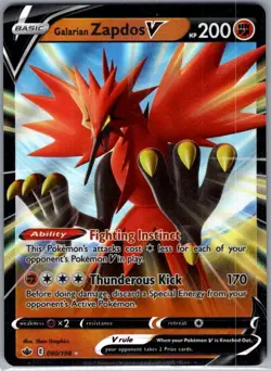 Galarian Zapdos V 080/198 SWSH06: Chilling Reign - Pokemon Card - NM - Image 1