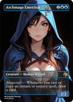 MTG - Archmage Emeritus - Fanart Borderless Style - EDH / Playtest - Image 1
