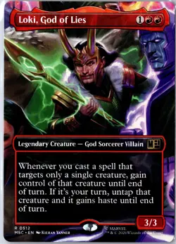 Loki, God of Lies (Borderless) 512 Commander: Marvel Super Heroes MTG NM - Image 1
