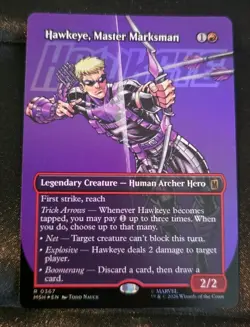 MTG Magic The Gathering Hawkeye, Master Marksman Foil Rare Borderless Marvel - Image 1