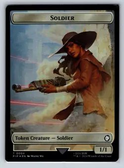 MTG Fallout Double Sided Foil Token 004/018 Soldier / Treasure - Image 1