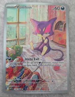 Pokemon TCG Purrloin 136/086 White Flare Illustration Rare Full Art Holo NM - Image 1