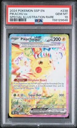 2024 POKEMON SSP EN-SURGING SPARKS SPECIAL ILLUSTRATION RARE PIKACHU EX PSA 10 - Image 1