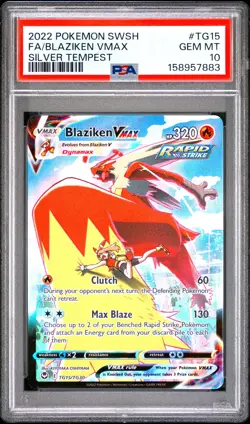 2022 POKEMON SWORD & SHIELD SILVER TEMPEST #TG15 FULL ART/BLAZIKEN VMAX PSA 10 - Image 1