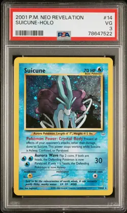 PSA 5 2001 Pokemon TCG Suicune Neo Revelation #14/64 Holo English PSA 3 - Image 1