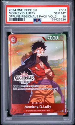 2024 ONE PIECE ONLINE REGIONALS PACK 2024 VOL.2 #001 MONKEY D. LUFFY PSA 10 - Image 1