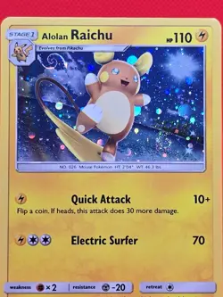 🌀Double Swirl Alolan Raichu Cosmos Holo Sun Moon Pokemon Card SM65 - Image 2