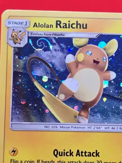 🌀Double Swirl Alolan Raichu Cosmos Holo Sun Moon Pokemon Card SM65 - Image 3