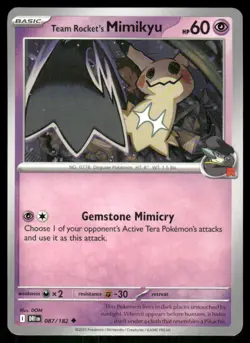 Team Rocket's Mimikyu 087/182 Destined Rivals Pokemon TCG trading card - Image 1