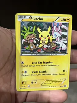 Pokemon TCG Pikachu XY95 XY Black Star Promo Holo Card MP let’s eat RARE - Image 1