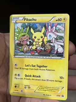 Pokemon TCG Pikachu XY95 XY Black Star Promo Holo Card MP let’s eat RARE - Image 2