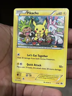 Pokemon TCG Pikachu XY95 XY Black Star Promo Holo Card MP let’s eat RARE - Image 3