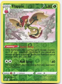 Flapple 022/192 Holo Rare Rebel Clash Pokemon Reverse Holo Near Mint - Image 1