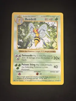 Beedrill 017/102 Base Set (Shadowless) Regular Pokemon TCG - LP - Image 1