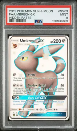 2019 POKEMON SUN & MOON HIDDEN FATES #SV69 FULL ART/UMBREON GX PSA 9 - Image 1