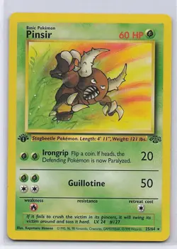 Pinsir 25/64 Rare Jungle Pokemon 1st Edition Moderately Played - Image 1
